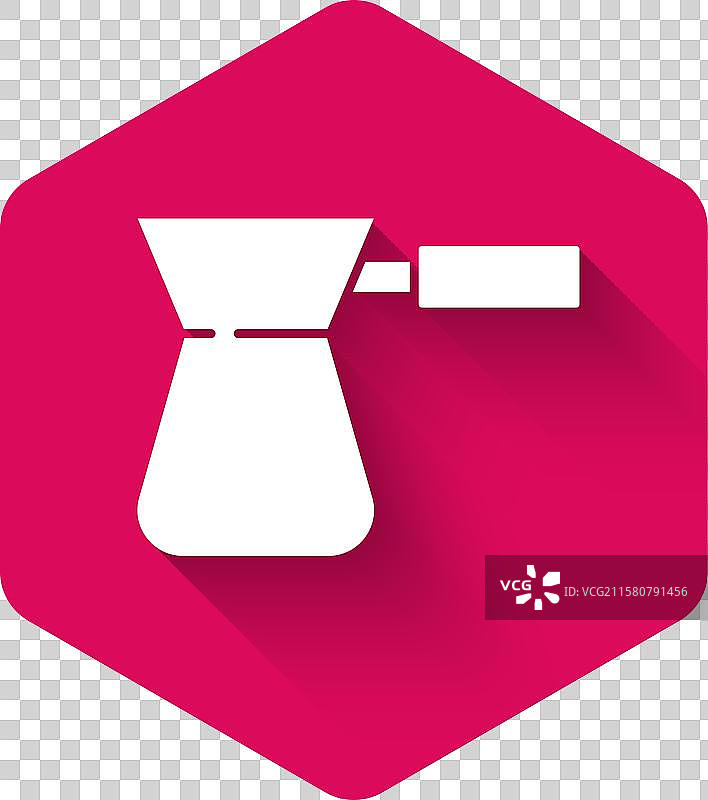 白色咖啡土耳其壶图标，带有长阴影图片素材