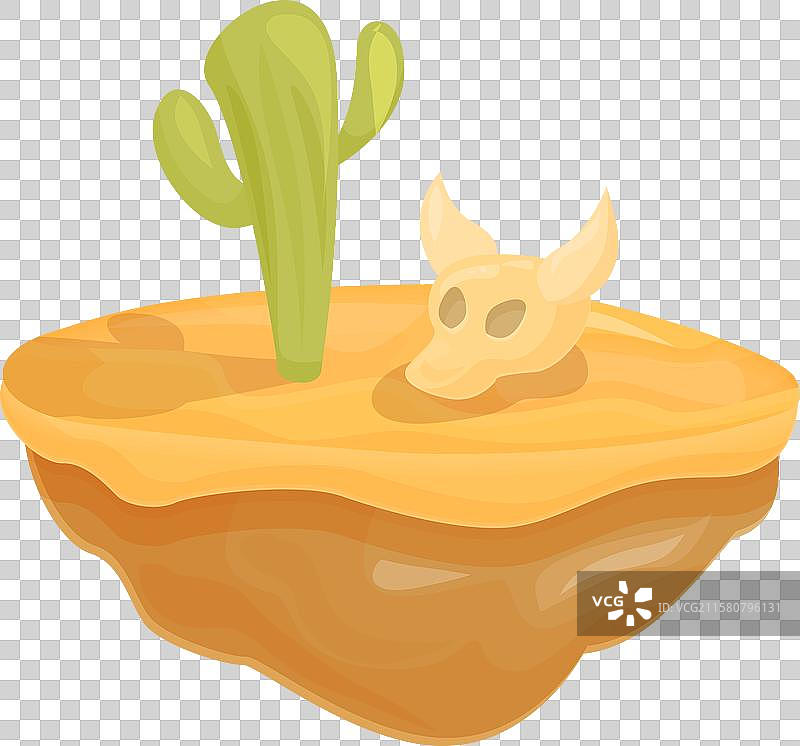 牛头骨和仙人掌生长在小沙漠上图片素材