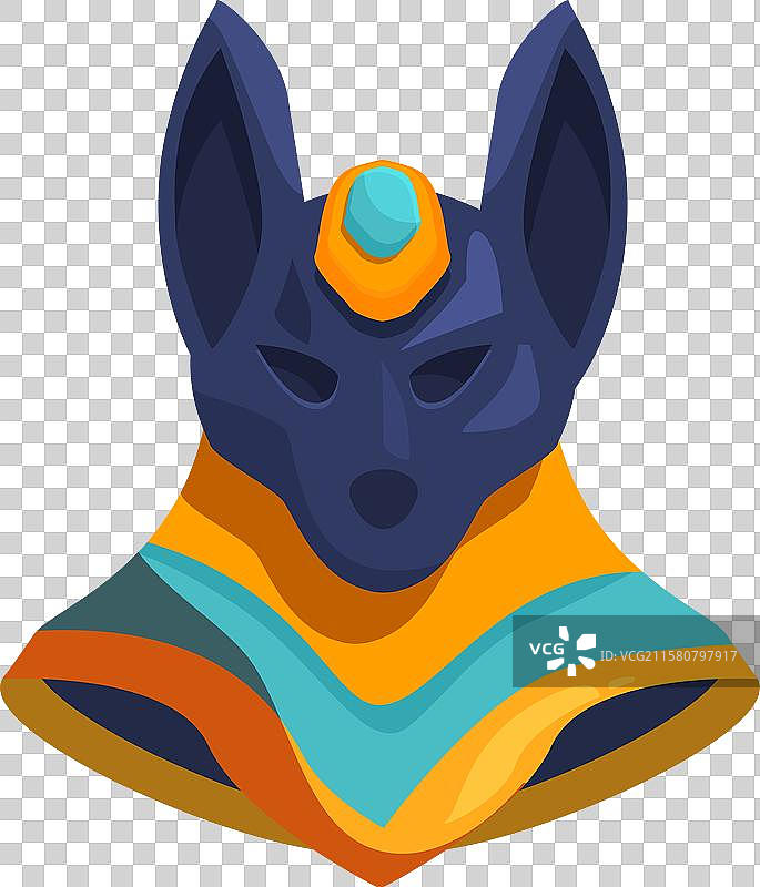 古埃及神祇阿努比斯佩戴金色项圈图片素材