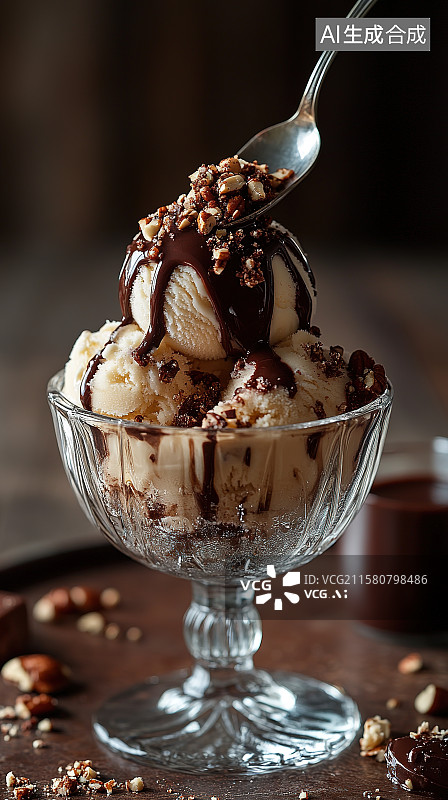 【AI数字艺术】夏天清凉水果饮料海报一杯巧克力朗姆酒冰淇淋球图片素材