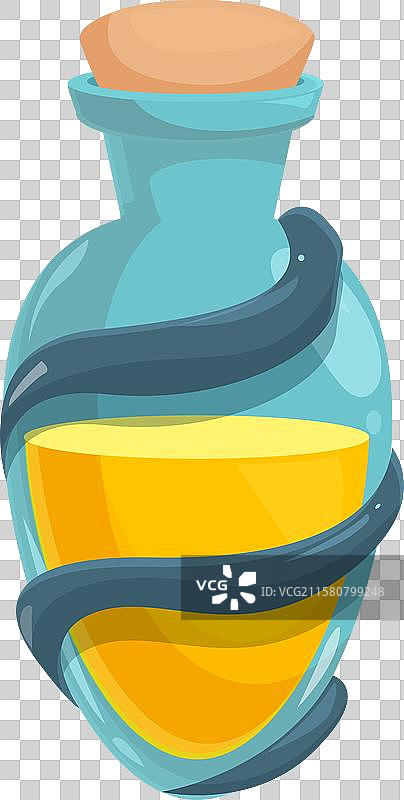 带塞子的玻璃药水瓶，装有黄色液体图片素材