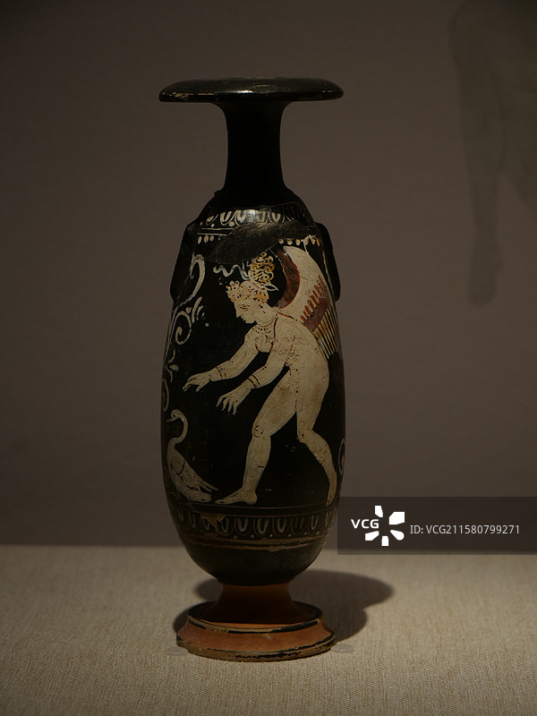 古希腊彩绘陶器艺术文物 覆彩绘香氛瓶图片素材