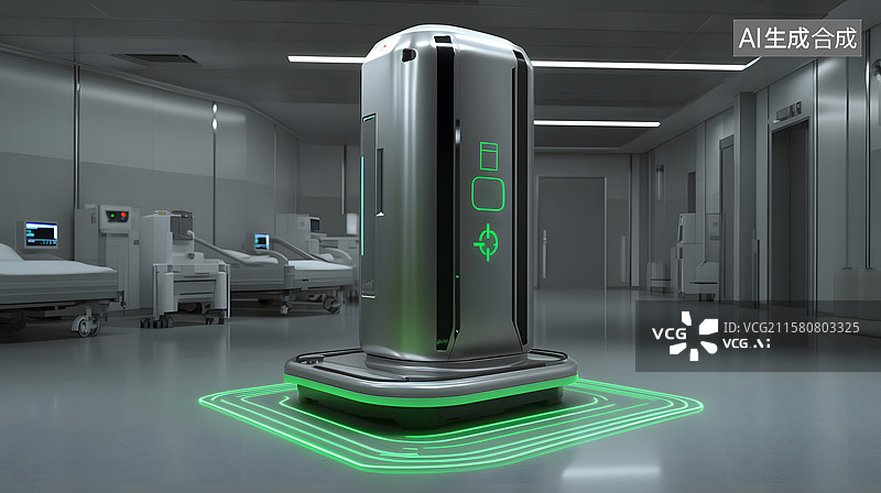 【AI数字艺术】医院走廊中的医疗设备图片素材