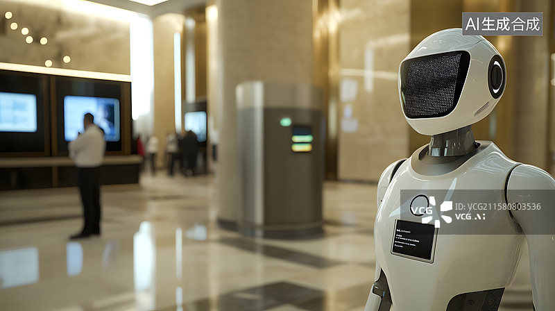 【AI数字艺术】机器人在政务大厅服务图片素材
