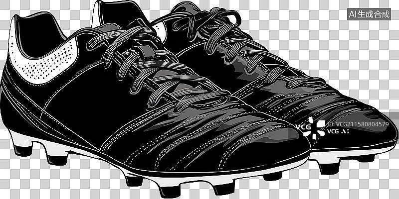 【AI数字艺术】黑色足球鞋动感3D插画透明元素体育营销、金融科技和企业活动的创意抽象商业背景图片素材