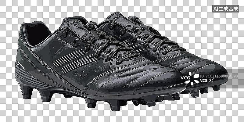 【AI数字艺术】黑色足球鞋动感3D插画透明元素体育营销、金融科技和企业活动的创意抽象商业背景图片素材