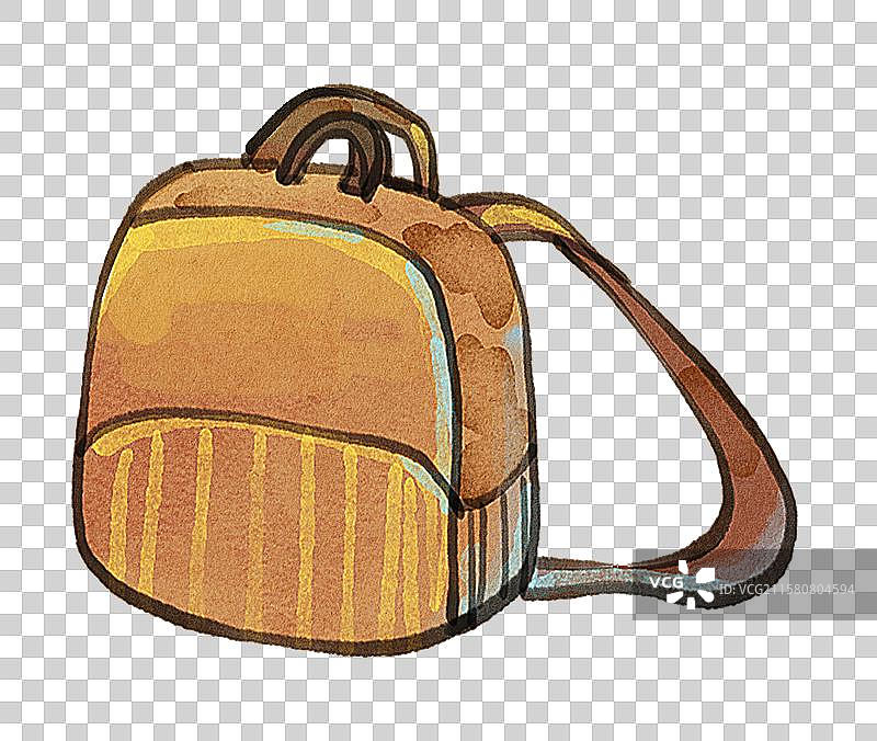 手绘水彩开学季棕色书包免抠元素图片素材