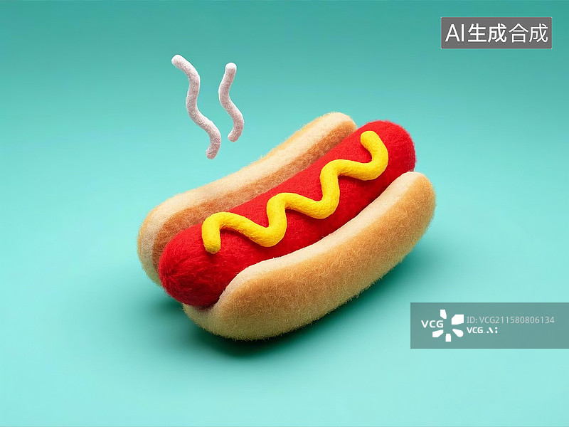【AI数字艺术】毛毡热狗创意手作装饰图片素材