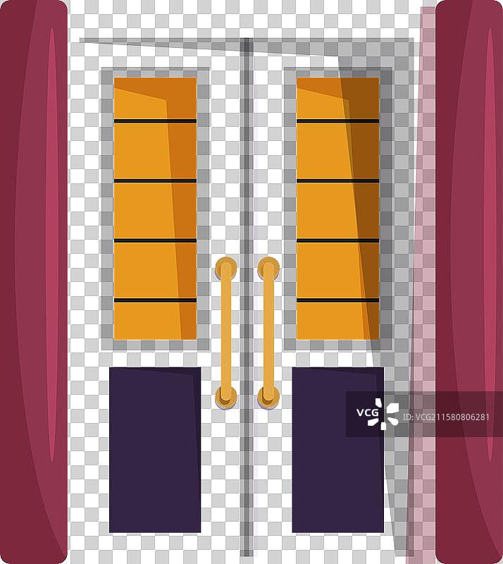 带有玻璃面板和金色装饰的双开门入口图片素材