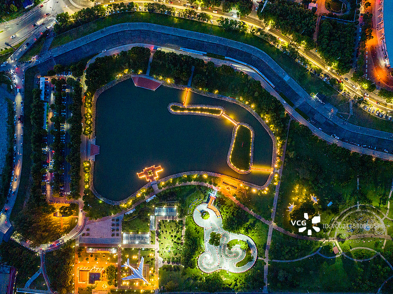 航拍武穴市广济时光景区，武穴滨江公园图片素材