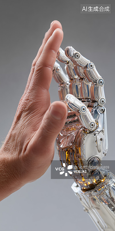 【AI数字艺术】人类和智能机器人击掌庆祝合作3D立体插画图片素材