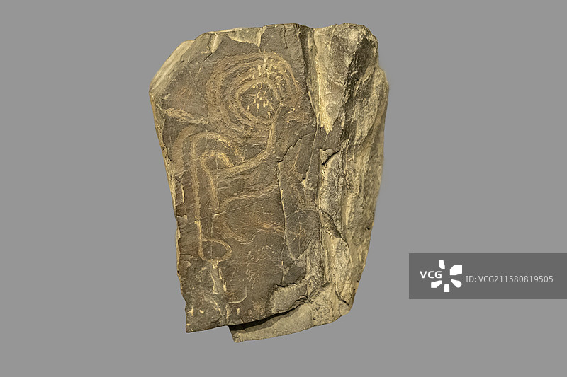 内蒙古包头市博物馆“古代岩画陈列”展：四角羊（战国，乌拉特中旗采集，凿刻制作）图片素材