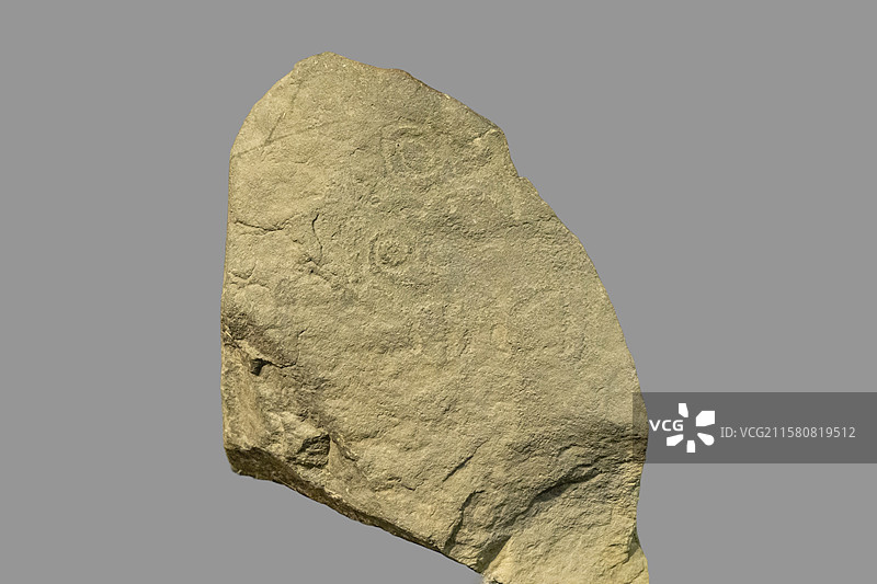 内蒙古包头市博物馆“古代岩画陈列”展：双盘羊（战国，巴彦淖尔市乌拉特中旗采集，凿刻制作）图片素材