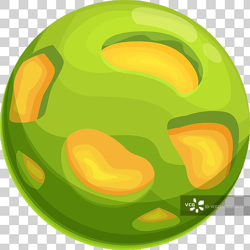 漂浮在太空中的绿色星球，带有黄色的坑洞图片素材