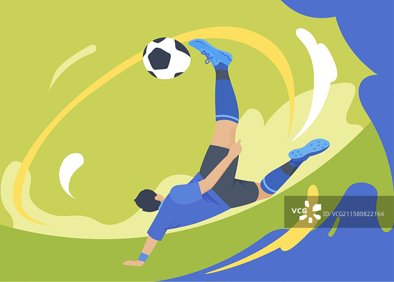 足球世界杯苏超倒挂金钩射门扁平化矢量插画图片素材