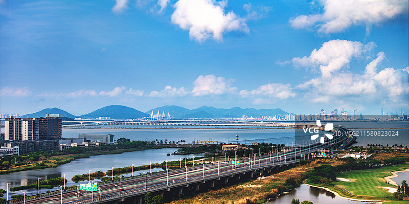 珠海金湾城市风光航拍图片素材