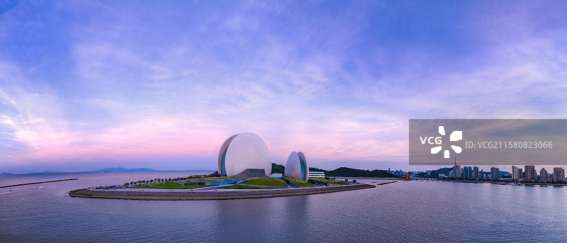 珠海日月贝歌剧院航拍图片素材