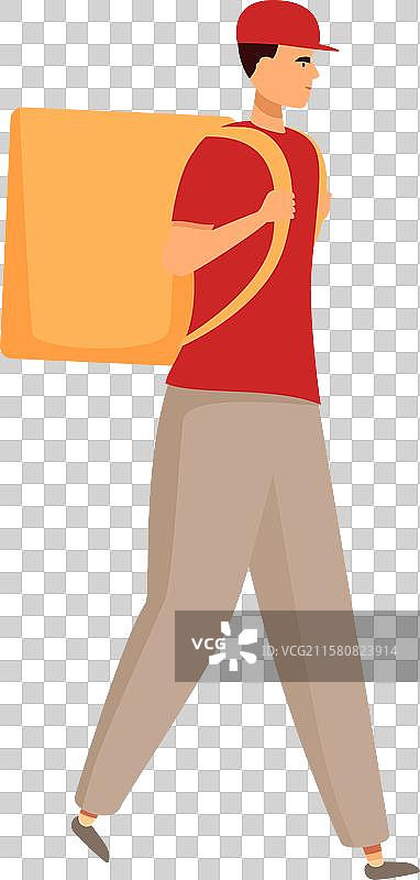 送货员背着保温袋走路图片素材