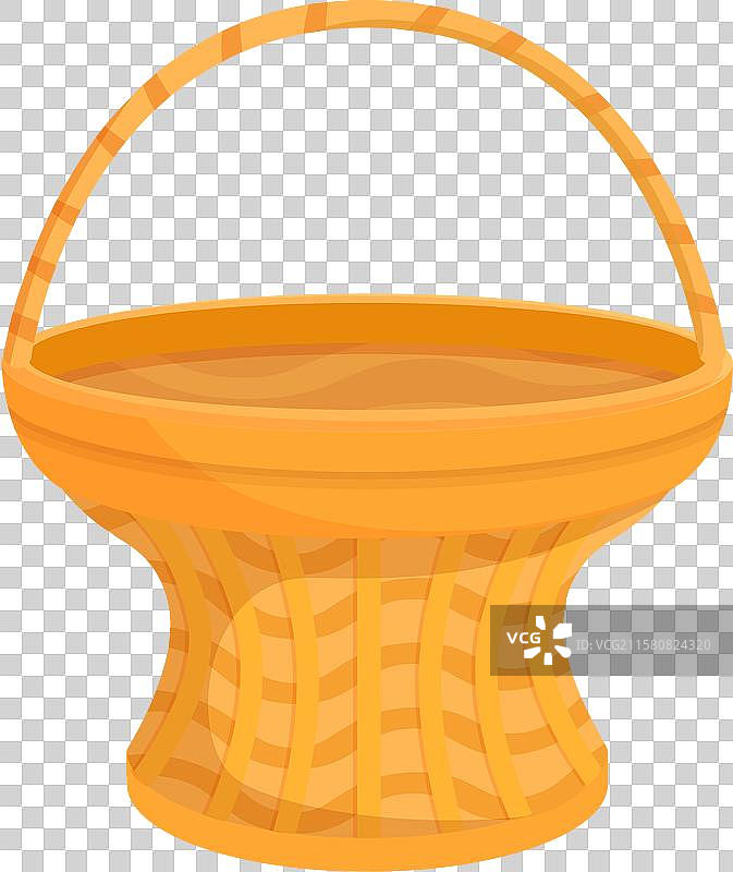 空的藤编篮子，带有编织手柄图片素材