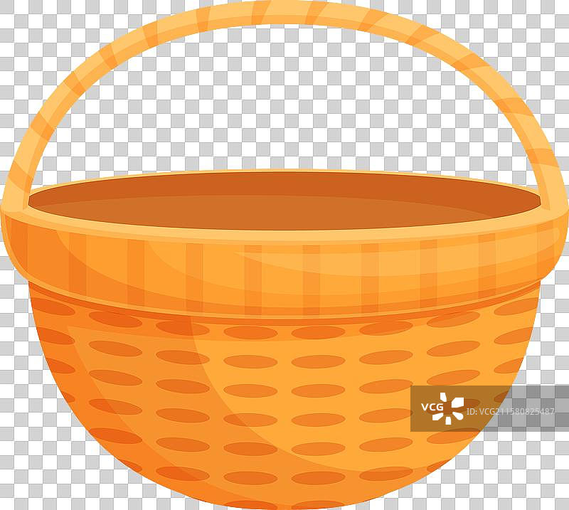 空的柳条篮子竖立着，手柄朝上图片素材