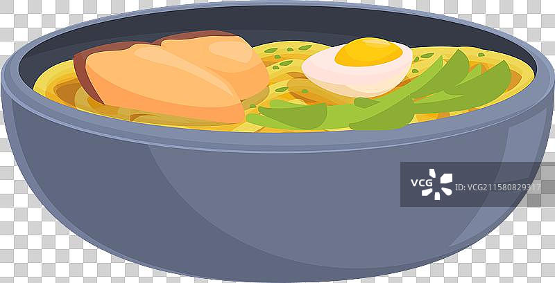 一碗配有三文鱼卵和青菜的拉面图片素材