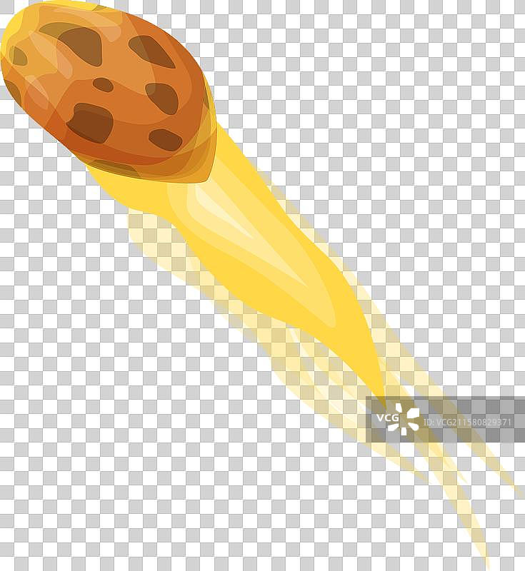 在太空中飞行的燃烧小行星留下了一道轨迹图片素材