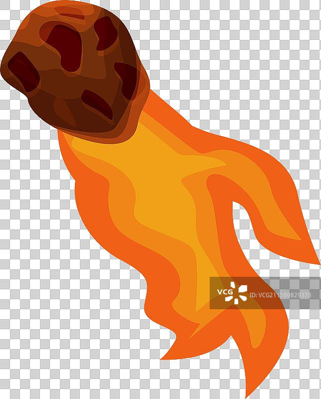 燃烧的小行星进入大气层，留下火焰。图片素材