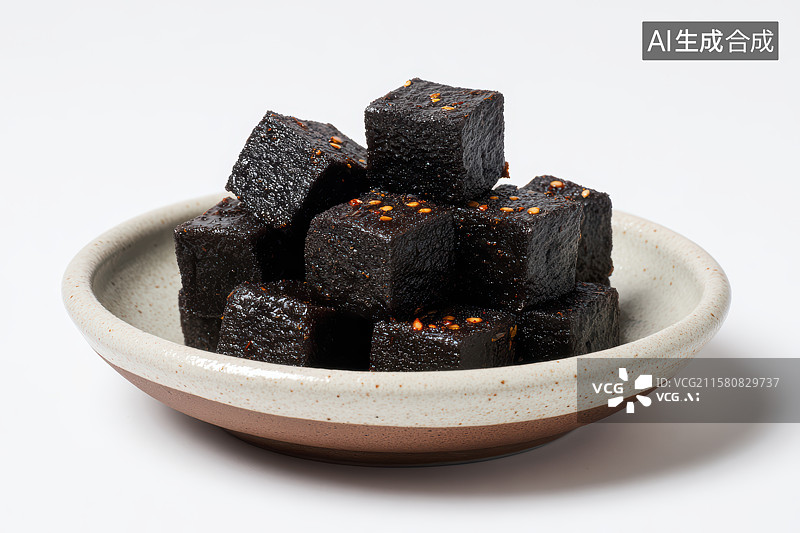 【AI数字艺术】陶瓷盘子里的臭豆腐图片素材