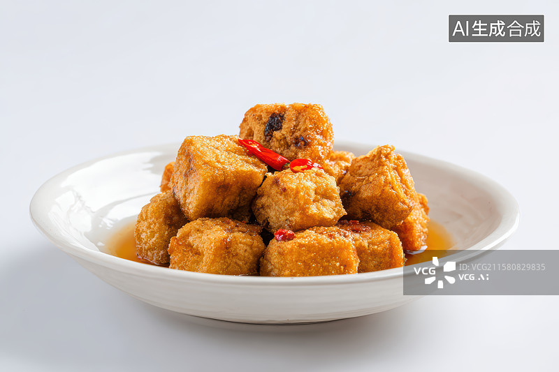 【AI数字艺术】陶瓷盘子里的油豆腐图片素材