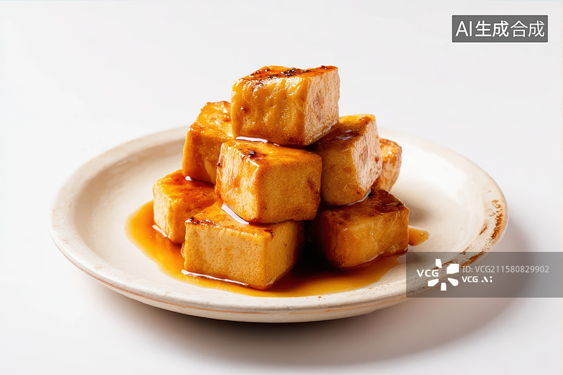 【AI数字艺术】陶瓷盘子里的油豆腐图片素材