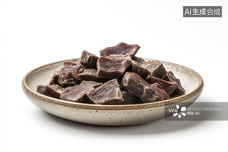 【AI数字艺术】陶瓷盘子里的风干牦牛肉图片素材