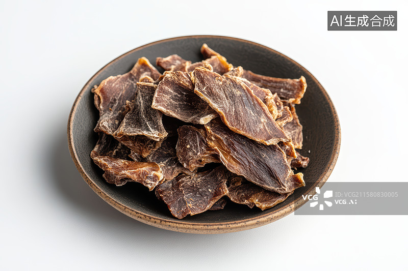 【AI数字艺术】陶瓷盘子里的风干牦牛肉图片素材