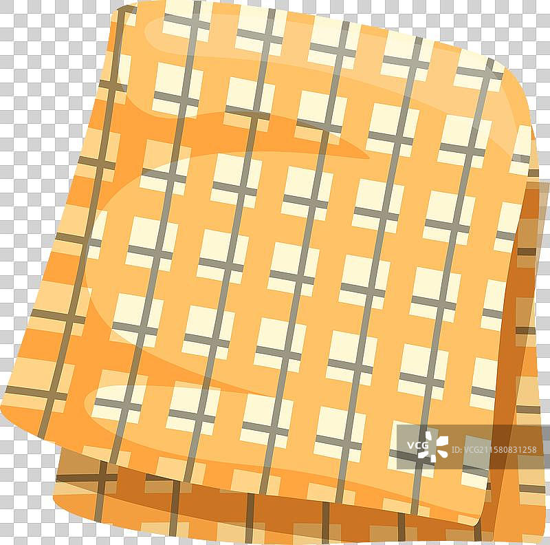 折叠的黄色方格图案餐巾图片素材