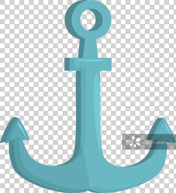 蓝色锚在白色背景上图片素材