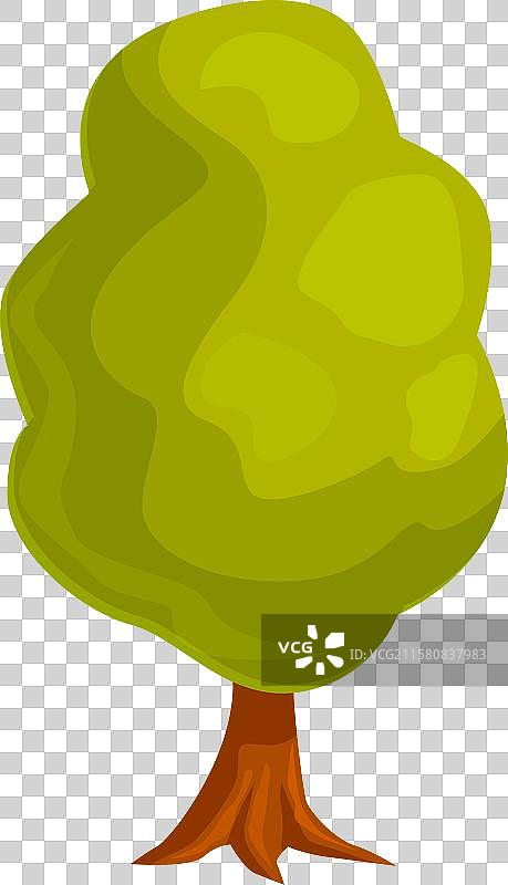 高大的卡通树，枝叶繁茂，绿意盎然图片素材