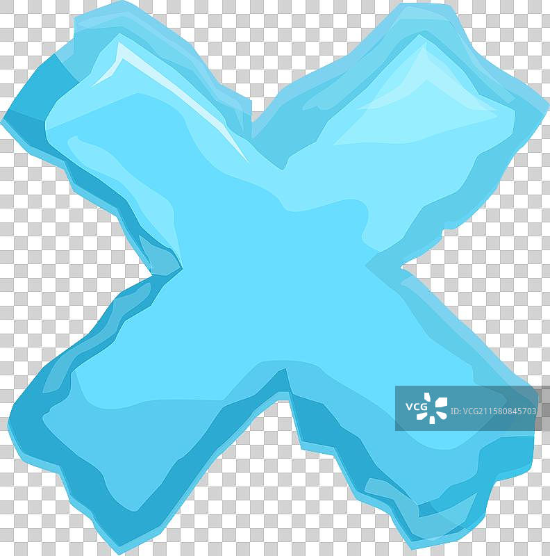 蓝色冰块字体形成拒绝交叉标志图片素材