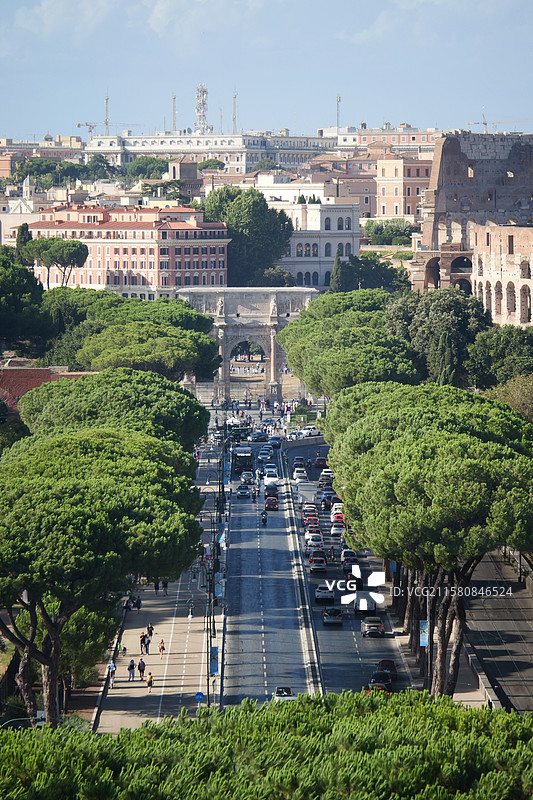 意大利罗马君士坦丁凯旋门高处俯瞰图片素材