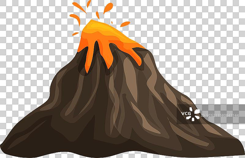 火山喷发，熔岩流淌而下图片素材