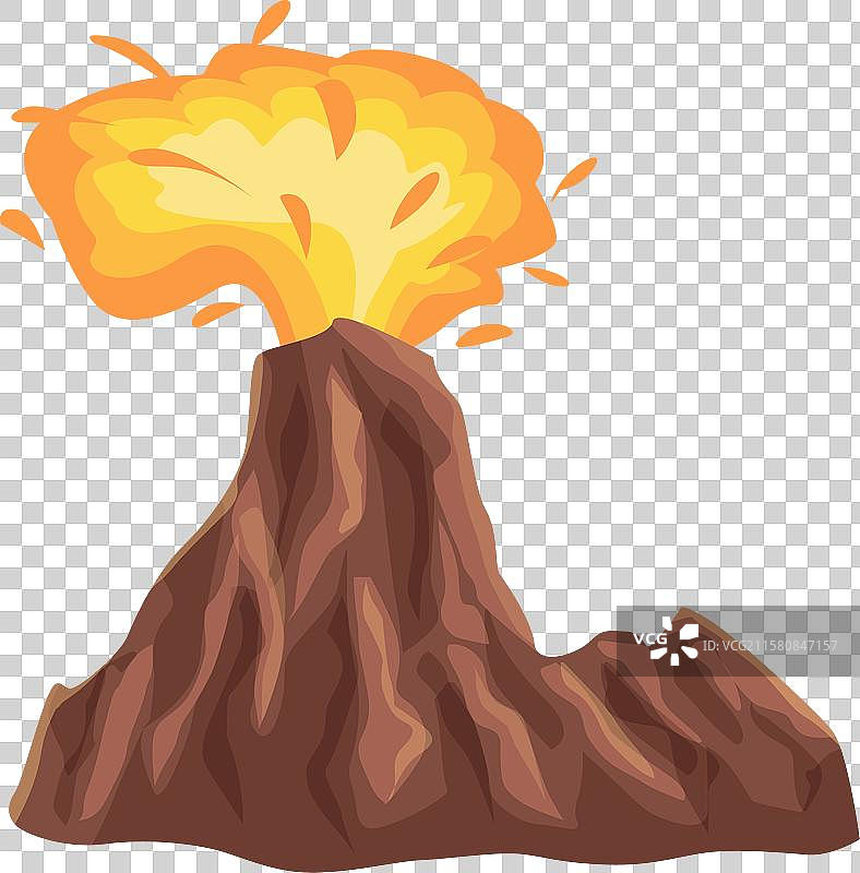 巨大的棕色火山喷发出熔岩石图片素材