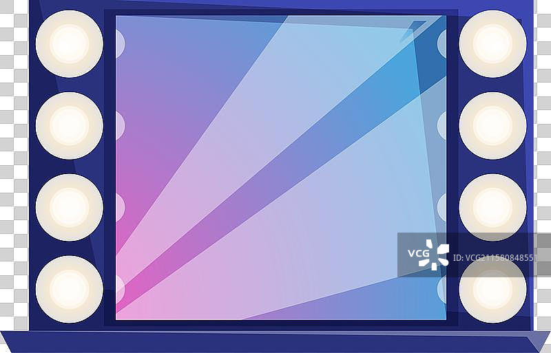 带灯光的化妆镜照亮五彩缤纷的色彩图片素材