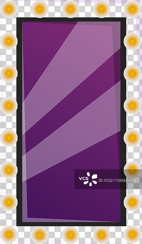 紫色化妆镜框，配有灯泡图片素材