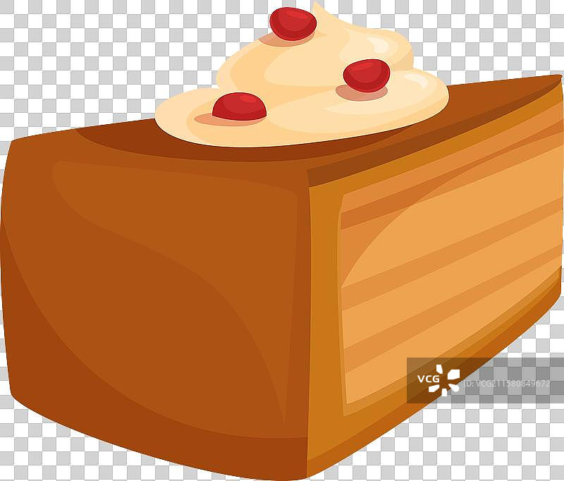 美味的巧克力蛋糕切片，上面有奶油和图片素材