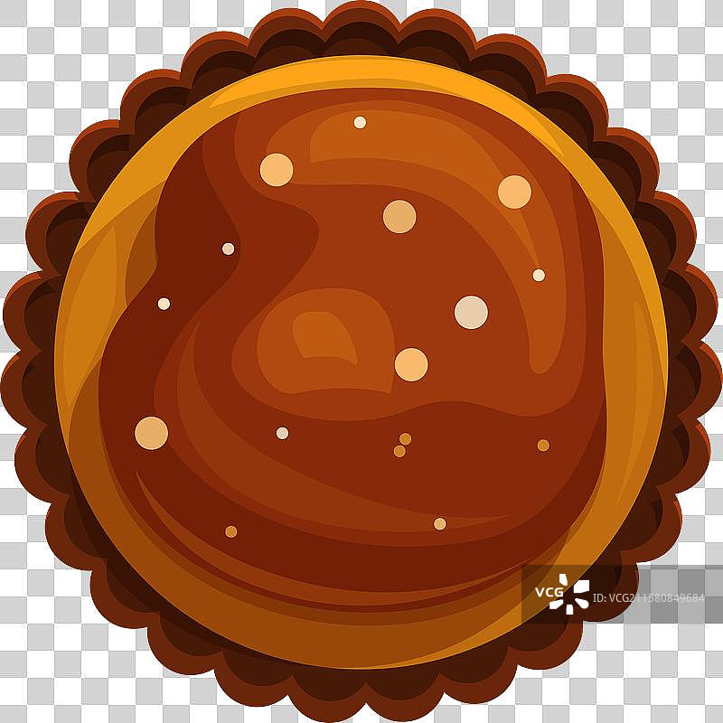 美味的圆形巧克力蛋糕放在波浪边缘的盘子上图片素材