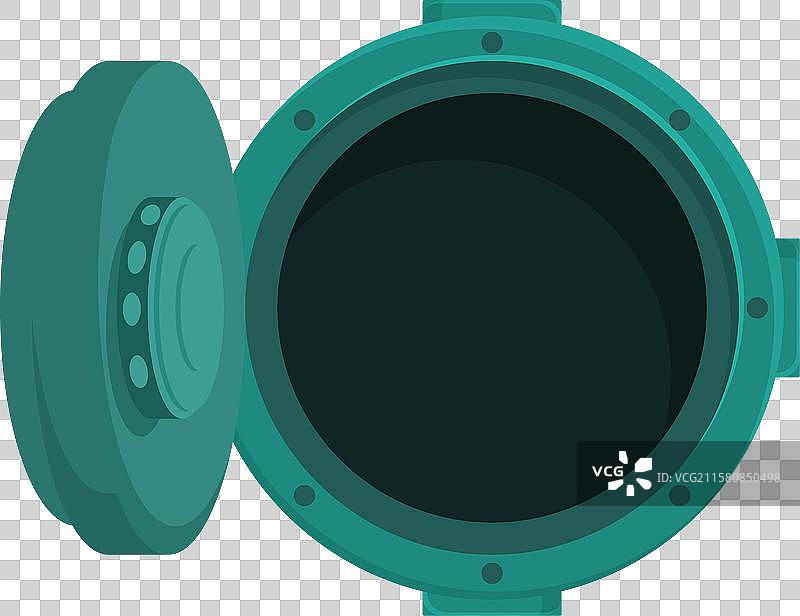 圆形银行保险库门打开，内部空无一物图片素材