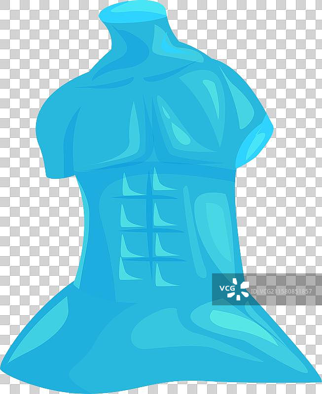 蓝色男性躯干展示腹部肌肉图片素材