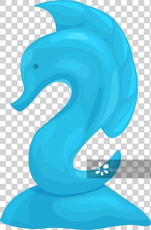 蓝色海马雕像站在岩石上图片素材