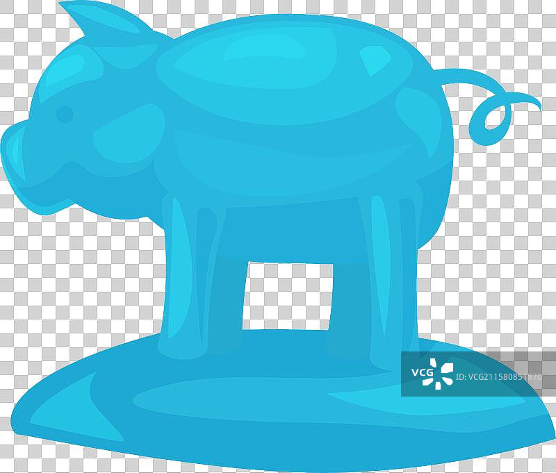 蓝色的小猪站在蓝色的山丘上图片素材