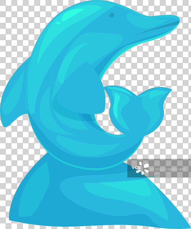 蓝色海豚跃出风格化的水面图片素材