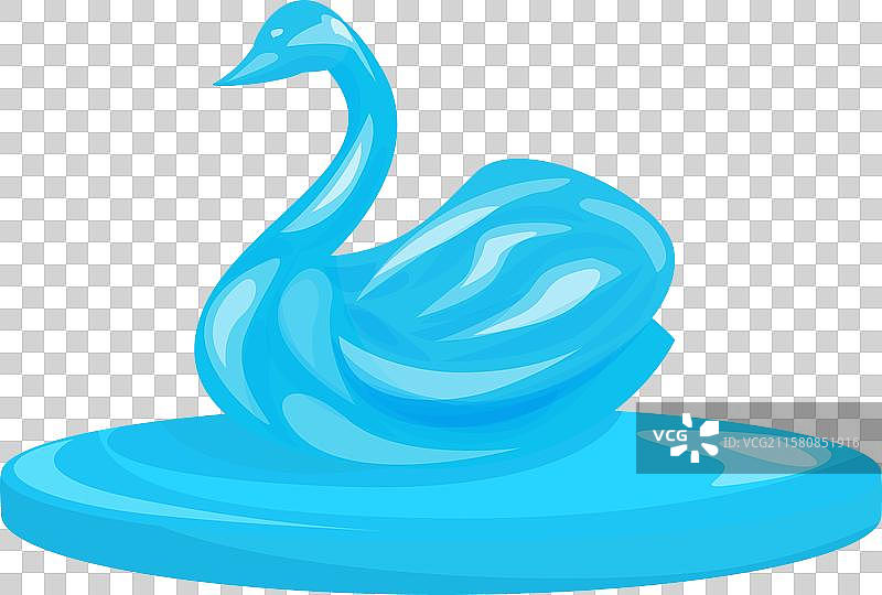 蓝色天鹅雕塑矗立在基座上图片素材