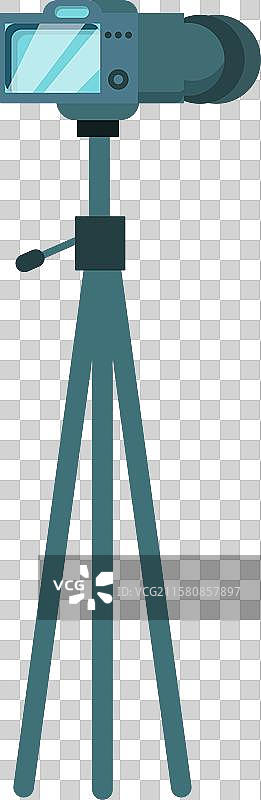 现代数码相机架在三脚架上用于拍摄视频图片素材